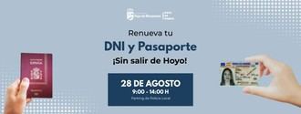 Renovación de DNI y Pasaporte el 28 de agosto en Hoyo de Manzanares
