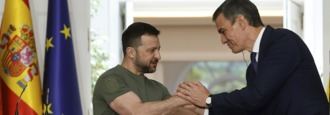 Volodímir Zelenski y Pedro Sánchez durante la visita del presidente ucraniano a Moncloa. Imagen de archivo
