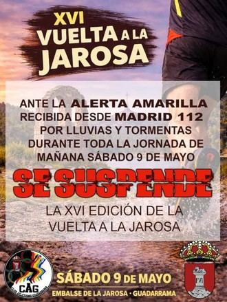 Suspensión de la Vuelta a La Jarosa por alerta de tormentas en Madrid