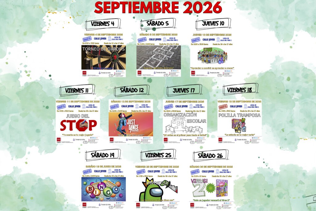 Programación de talleres y actividades para adolescentes en septiembre