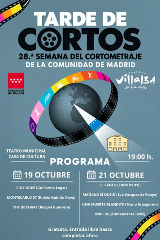 Exhibición de cortometrajes en la Casa de Cultura los días 19 y 21 de octubre