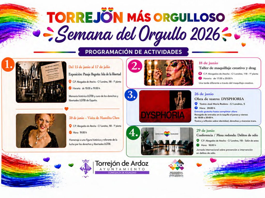 Torrejón de Ardoz celebra la Semana del Orgullo con actividades culturales y formativas