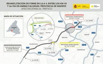 Obras de mejora en la A-5 afectarán el tráfico en varios tramos
