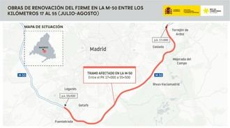 Renovación del firme en la M-50 de Madrid comenzará este verano