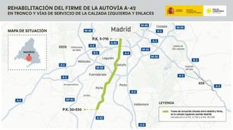 Licitan obras de rehabilitación en la A-42 por 14,3 millones de euros