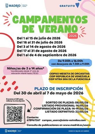 Usera ofrece más de 2.400 plazas en campamentos de verano gratuitos