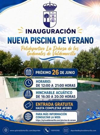 Inauguración de la nueva piscina de verano con acceso gratuito y actividades acuáticas en Valdemorillo