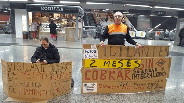 Un vigilante del Metro en huelga de hambre indefinida por el impago de la nómina