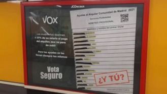 Vox carga contra las ayudas 'preferentes' al alquiler para inmigrantes en un anuncio en el Metro del sur